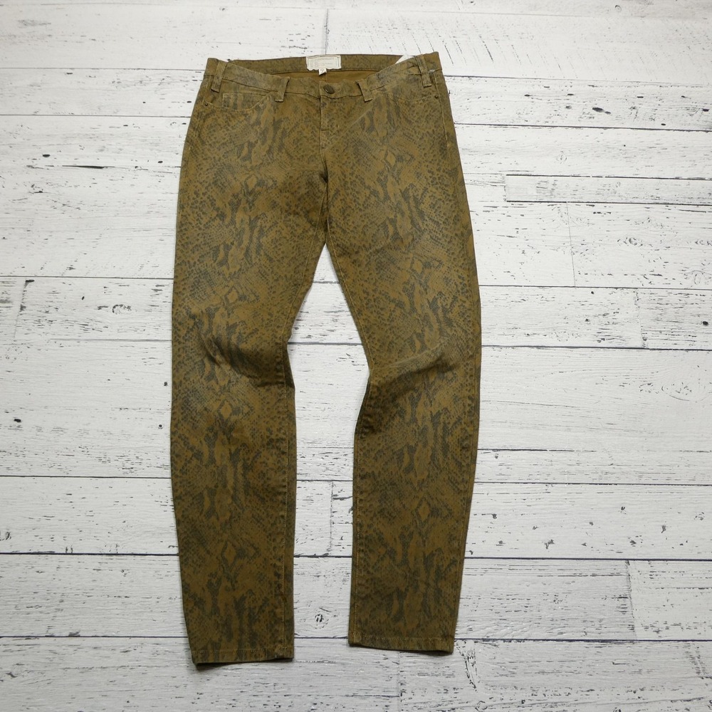Current Elliott Jeans Womens 29 Oregano Ankle Skinny Green Snake Print Made‎ USA